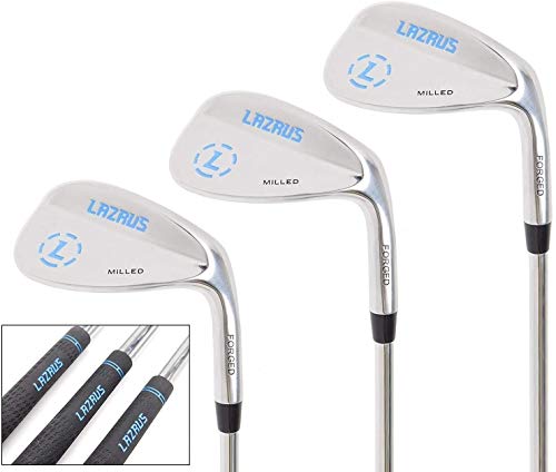 LAZRUS Premium Forged Golf Wedge Set for Men - 52 56 60 Degree Golf Wedges + Milled Face for More Spin - Great Golf Gift (Silver Left Handed, LH, Silver 52,56,60 Set)