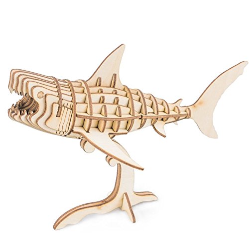 Rolife Build Your Own 3D Wooden Assembly Puzzle Wood Craft Kit Shark Model