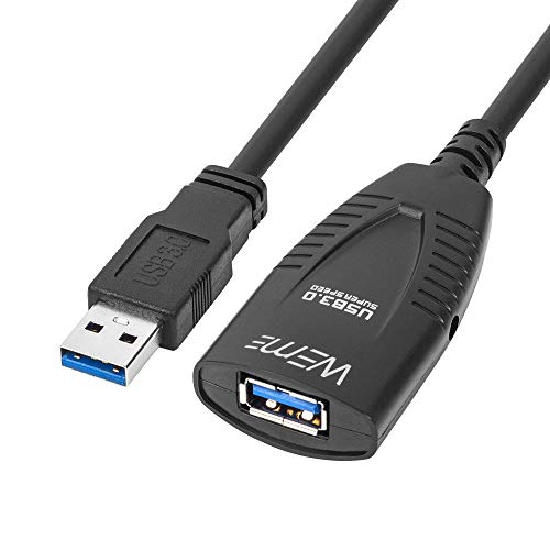 USB Extension Cable, WEme SuperSpeed USB 3.0 Extender Cord Active Type A Male to A Female Data Transfer Cable Long 5 Meters 16.4 Feet for Oculus Rift Sensor, Playstation, Xbox, USB Peripheral Devices