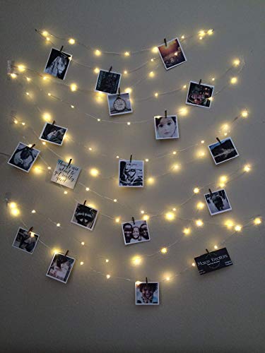 Mason FireFly Lights Silver Wire - Craft clips & Batteries included! Fairy lights battery operated for bedroom, dorm, bedroom, and outdoor, Hangit, warm white, picture lights, Wall lights