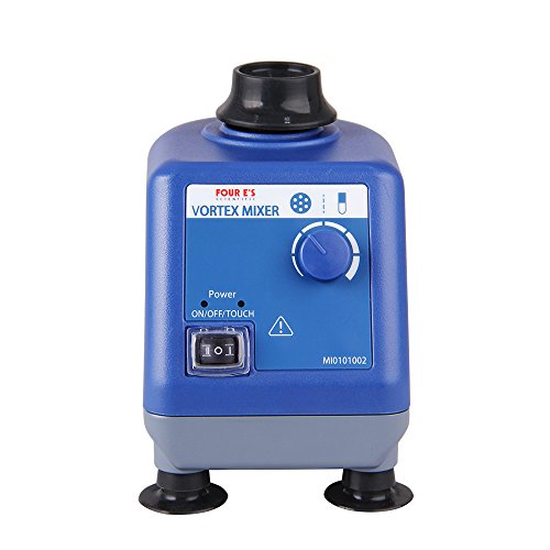 Four E's Scientific Laboratory Vortex Mixer Speed 0-3000rpm, Orbital Diameter 6mm, 50/60Hz, Touch and Continuous Modes, Mix 50ml containers Within 3 Seconds - Benchtop for Clinic Classroom Lab