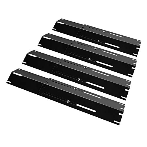 Unicook Universal Replacement Heavy Duty Adjustable Porcelain Steel Heat Plate Shield, Heat Tent, Flavorizer Bar, Burner Cover, Flame Tamer for Gas Grill, Extends from 11.75' up to 21' L, 4 Pack