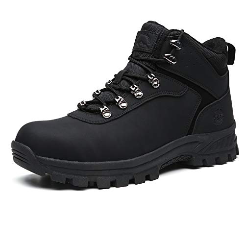 Men's Hiking Boots Outdoor Winter Warm Sneakers Casual Boots and Rubber Sole Mono Black