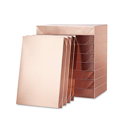 ROSEGLD 12 Large Gift Boxes with Lids 14.5x9.5x2 Inches Shirt Boxes Gift Wrap Boxes Cloth Boxes Apparel Gift Boxes Rose Gold Embossing Finish