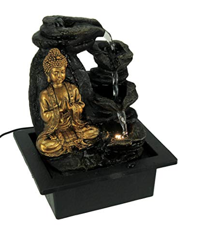 Fantasy Gifts Buddha Greeting and Teaching White LED Lighted Tabletop Fountain