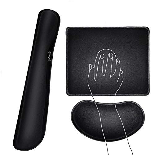 Keyboard Wrist Rest + Mouse Pad + Mouse Wrist Rest Support Set, Memory Foam, Easy Typing Pain Relief, 3Pcs Keyboard Mouse Pad Set for Computer, Laptop, Home & Office