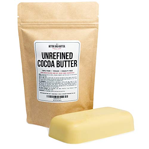 Unrefined Cocoa Butter - Use on Pregnancy Stretch Marks, Make Moisturizing Lotion, Chap Stick, Lip Balm and Body Butter - 100% Pure, Food Grade, Smells Like Chocolate - 8 oz by Better Shea Butter