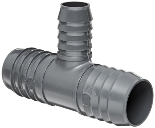 Spears 1401 Series PVC Tube Fitting, Tee, Schedule 40, Gray, 3/4' x 3/4' x 1/2' Barbed