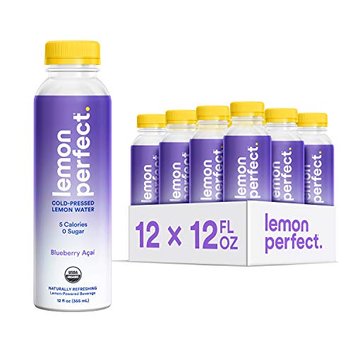 Lemon Perfect, Organic Cold-Pressed Lemon Water, Blueberry Açaí (12-Pack), Full of Flavor, Hydrating Electrolytes, Essential Antioxidants, Zero Sugar, 100% Vitamin C, Keto Certified