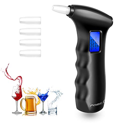 Breathalyzer | Professional Breath Alcohol Tester High Accuracy | Portable Breathalyzer Digital Alcohol Detector for Personal Use | LCD Display & Semiconductor Sensor (with 5 Mouthpieces)