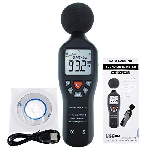 Professional Decibel Meter, Digital Sound Level Meter with Backlight Display High Accuracy Measuring 30dB-130dB (with Data Record Function)