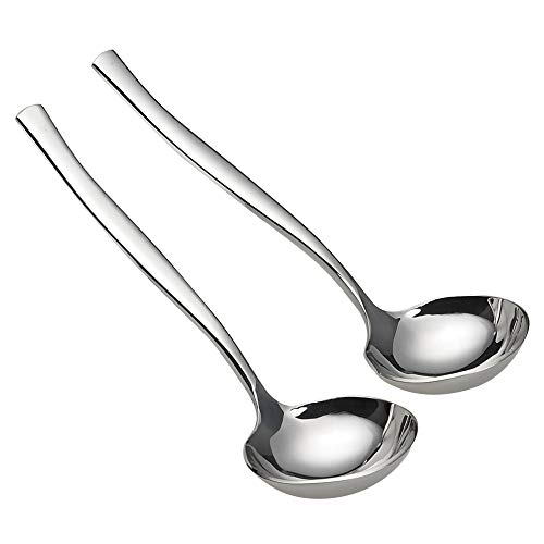 Idomy 2-Piece Stainless Steel Gravy Soup Spoon, Gravy Ladle Soup, Small Ladle
