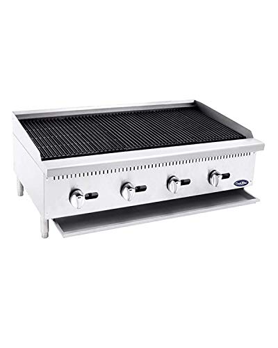 CookRite ATCB-48 Stainless Lava Rock Charbroiler Grill Char-Rock Broiler Natural Gas - 140,000 BTU
