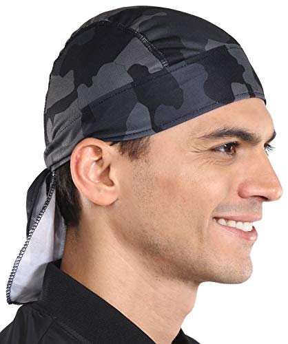Cooling Helmet Liner - Do Rag/Dew Rag Skull Cap Beanie for Men - Pirate Hat Bandana & Motorcycle Head Wrap