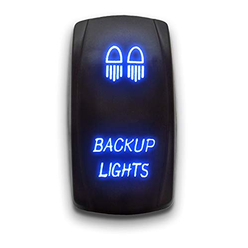 BACK UP LIGHTS - Blue - STARK 5-PIN Laser Etched LED Rocker Switch Dual Light - 20A 12V ON/OFF