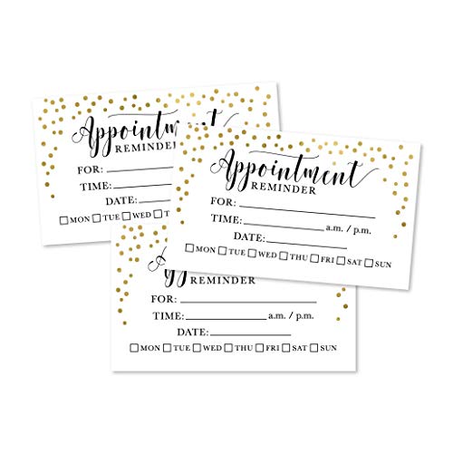 50 Gold Confetti Appointment Reminder Cards, Next Apt. With Medical Doctor, Dental, Salon, Therapy, Dog Grooming, Cleaning Business, Custom Personalized Blank Recall Service Reminder Notes