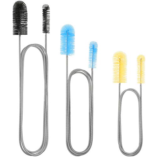 3 Pieces Aquarium Filter Brush Stainless Flexible Cleaning Brush Double-Ended Hose Brush Stainless Steel Spring for Fish Tank Aquarium U-Shape, Bent Pipes, 3 Size 3 Color