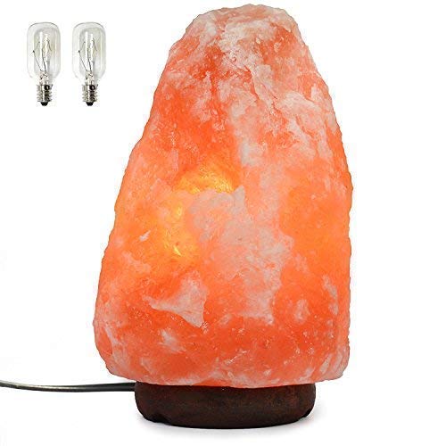 7 Inch Himalayan Salt Lamp with Dimmer Cord - Night Light Natural Crystal Rock Classic Wood Base Authentic from Pakistan