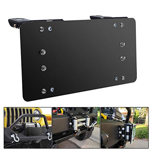 INVICTUS 8 3/4 Black Flip-up Winch Roller Fairlead License Mounting Bracket Stainless Steel License Plate Holder