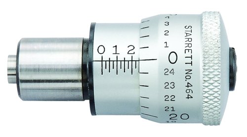 Starrett 460A Micrometer Head, 0-0.25' Range, 0.001' Graduation, +/-0.0001' Accuracy, Plain Thimble, 0.375' Spindle Length