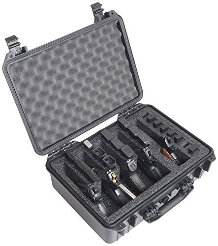 Case Club 5 Pistol and 20 Magazine Pre-Cut Heavy Duty Waterproof Case with Included Silica Gel Canister to Help Prevent Gun Rust (Upgraded Gen-2)