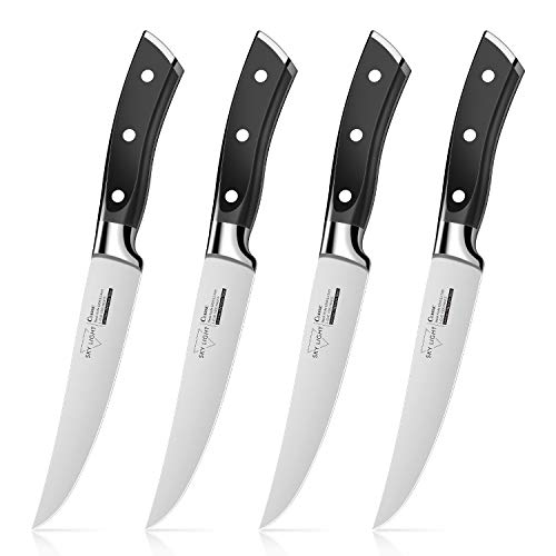 Steak Knives, Steak Knife Set of 4 Premium Kitchen Table Knife 4.5 Inch Straight Edge Blade Dinner Knives Non Serrated
