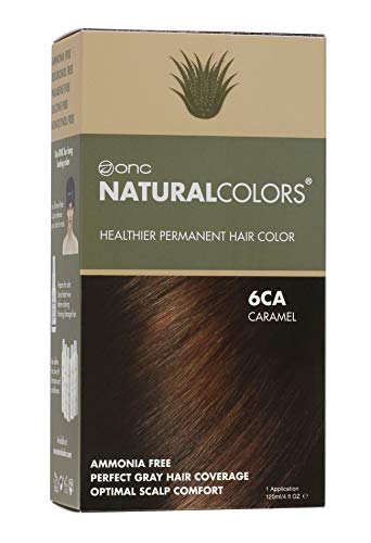 ONC NATURALCOLORS (6CA Caramel) 4 fl. oz. (120 mL) Healthier Permanent Hair Dye with Certified Organic Ingredients, Ammonia Free, Vegan Friendly, 100% Gray Coverage
