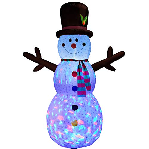 PRAISUN 8Ft Christmas Inflatable Yard Decor, Blow Up Lighted Snowman, Outdoor Indoor Holiday Decorations with LED Lights for Home Lawn