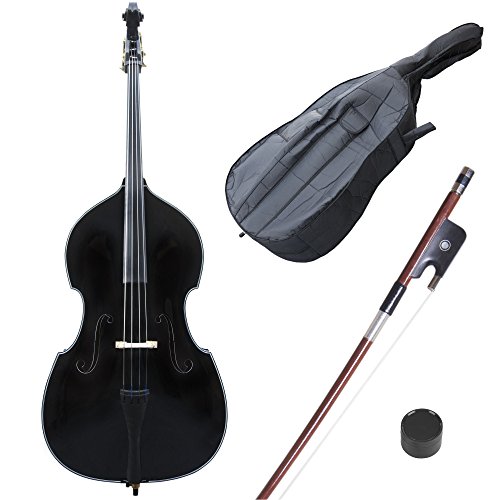 Cecilio CDB Upright Double Bass with an Adjustable Bridge, Bow, Rosin, and Gig Bag (Size 3/4, Black)