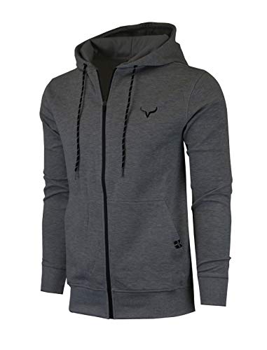 Screenshot SPORTS-A5050 Men's Gym Workout Full-Zip Hooded Active Sweatshirt-Charcoal-Small
