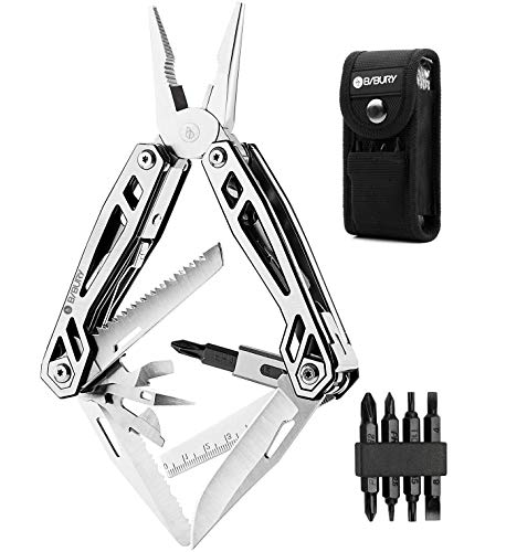 Multitool Pliers, 21-in-1 Multi-Purpose Pocket Knife Pliers Kit, 420 Durable Stainless Steel Multi-Plier Multi-tool for Survival, Camping, Hunting, Fishing and Hiking (Blackside)