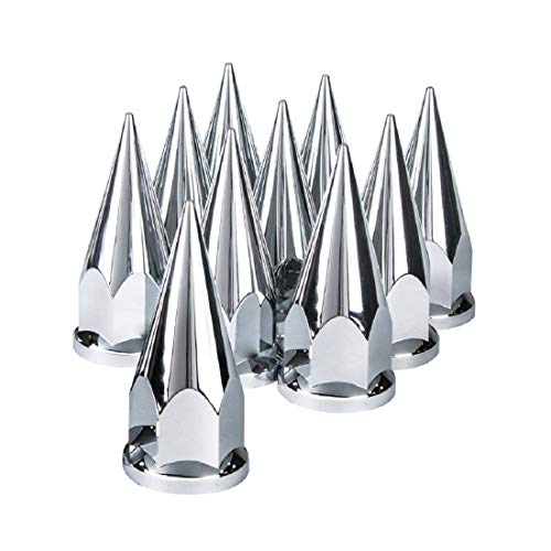 United Pacific 33mm by 4-7/8 inch Push-on Super Spike Nut Cover, Chrome Colored - 10 pack, Model 10570