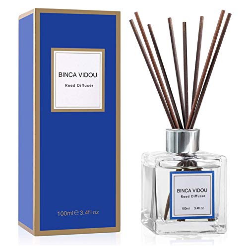 Binca Vidou Reed Diffuser Set, Bergamot Vanilla Lavender and Jasmine Scented Oil Reed Diffusers for Bedroom Living Room Office, Giftable & Stress Relief 100 ml/3.4 oz