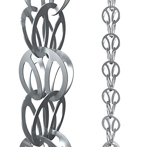 Rain Chains Direct Modern Loop Rain Chain, 8.5 Feet Length, Aluminum, Gray, Functional and Decorative Replacement for Gutter Downspouts