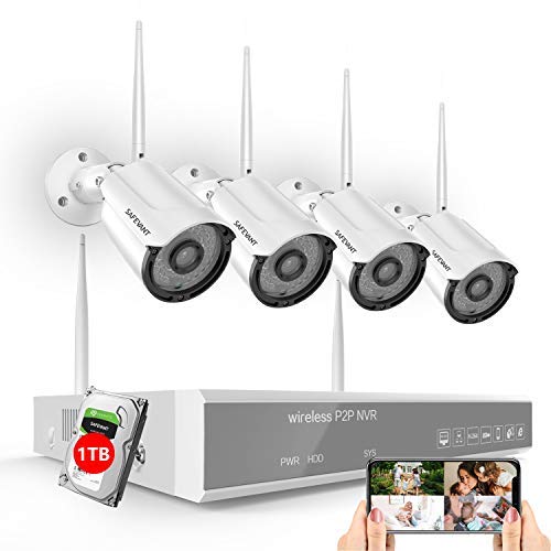 2020 New 1080P Full HD Security Camera System Wireless with 1TB Hard Drive,SAFEVANT 8 Channel NVR Systems 4PCS 2MP Indoor Outdoor Home Surveillance Cameras with Night Vision Motion Detection