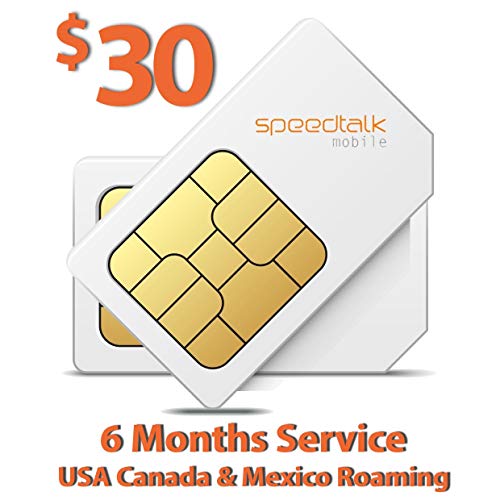 SpeedTalk Mobile $30 SIM Card for GSM GPS Tracking Kid Child Elderly Pet SmartWatch Car Tracker Devices Locators - 6 Months Service - USA Canada & Mexico Roaming