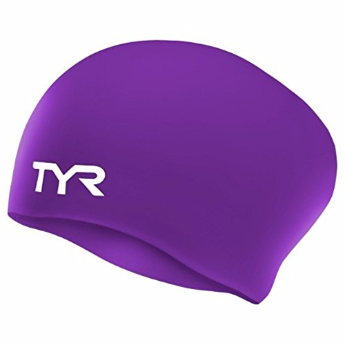 TYR Long Hair Silicone Swim Cap, Purple