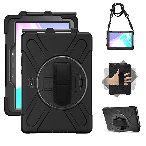 Samsung Galaxy Tab Active PRO 10.1 Case, Heavy Duty Rugged Shockproof Drop Protection Case with 360 Stand, Handle Hand Strap & Shoulder Strap for Galaxy Tab Active PRO 10.1 SM-T540/T547 (Black)