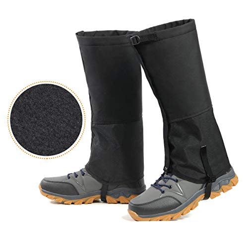 MIILIVE Waterproof Hunting Gaiters Warm Fleece Leg Gaiters 900D Anti-Tear Snow Boot Gaiters Breathable Secure Shoe Gaiters for Men and Women L