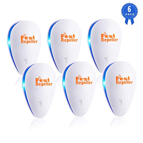 Ultrasonic Pest Repeller 6 Pack, 2020 Newest Electronic Pest Control, Pest Repellent Plug In Mice Repellent Indoor for Flea, Insects, Mosquitoes, Mice, Spiders, Ants, Rats, Roaches, Bugs, Non-Toxic