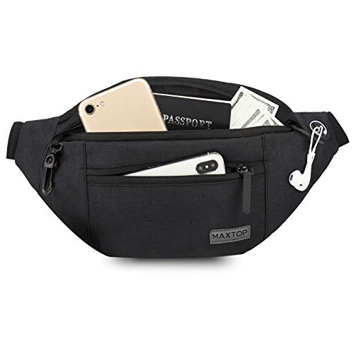 Large Fanny Packs for Women Men with 4-Zipper Pockets Water-Resistant Waist Bag Pack for Running Traveling Outdoors Workout Casual Hiking Carrying All Size of Phones,Gifts for Women Men