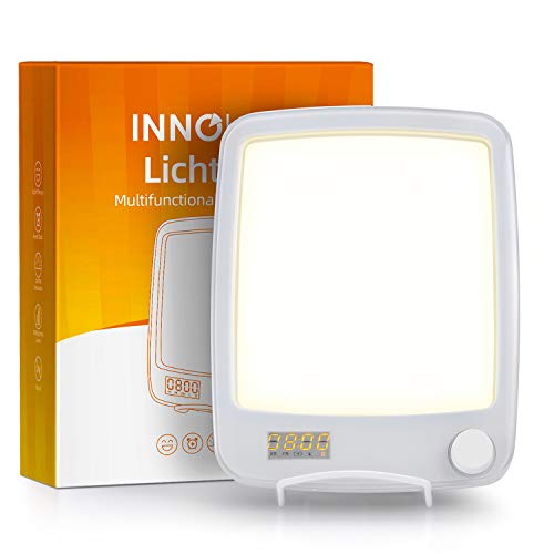 InnoBeta 10000 Lux Desk Lamp with Wake Up Light Alarm Clock, Sunlight Daylight Lamp with Sunrise Simulation & Timer, UV Free 20 Levels Brightness Natural Light & Sound Lichtopia