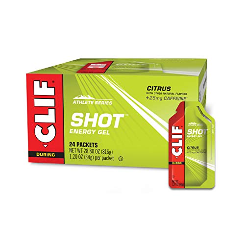 CLIF SHOT - Energy Gels - Citrus Flavor - 25mg Caffeine (1.2 Ounce Packet, 24 Count)