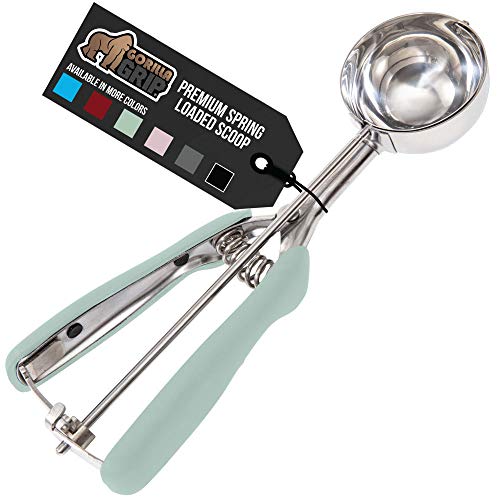 Gorilla Grip Premium Fruit, Cookie and Ice Cream Spring-Loaded Scoop, 3 TBSP Scooper Size 24, Comfortable Disher, Easy Squeeze Handle, Durable Stainless Steel, Uniform Portions Every Time, Mint