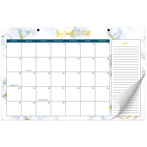 Beautiful Marble Desk Calendar 17' x 11' - Desktop/Wall Calendar with Note Section for Easy Planning