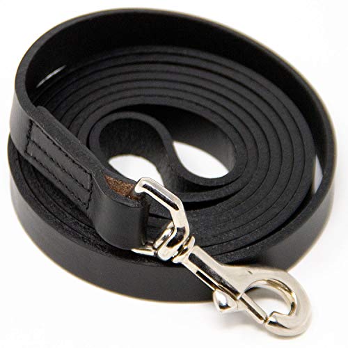 Logical Leather 6 Foot Dog Leash - Best for Training - Water Resistant Heavy Full Grain Leather Lead - Black