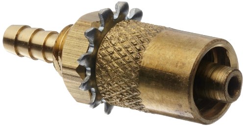 Male Luer Lock to Bulkhead Adapt 1/4-32 Brass Tube ID 1/8' .145' Barb OD