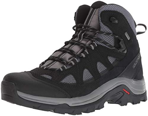 Salomon Men's Authentic Leather & GORE-TEX Backpacking Boots, Magnet/Black/Quiet Shade, 9.5 D US