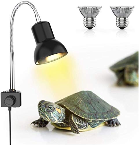 DADYPET 25W Reptile Heat Lamp, Clamp Lamp for Aquarium with Holder UVA UVB Basking Lamp with 360°Rotatable Clip & Power Adapter for Lizard Turtle Snake Aquarium(Lamp Bulb Include)