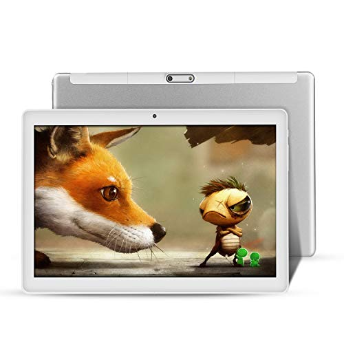 Tablet 10 inch Android 8.1 Tablet PC,3G Phablet with Dual Sim Card Slots,Dual Camera, 4GB RAM, 64GB Storage, 1280X800 2.5D Curved Glass IPS Screen, WiFi, Bluetooth,GPS (Metallic Silver)